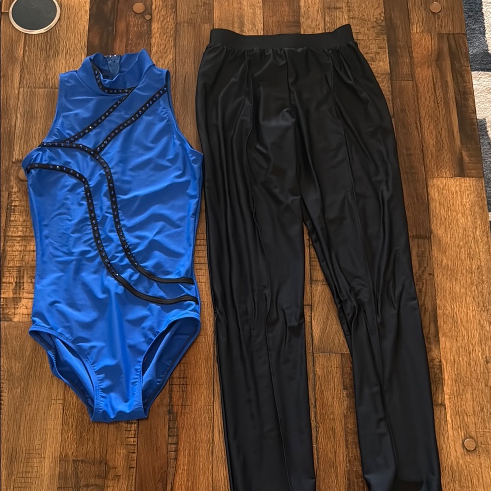 Blue and Black Jazz Dance Costume Set